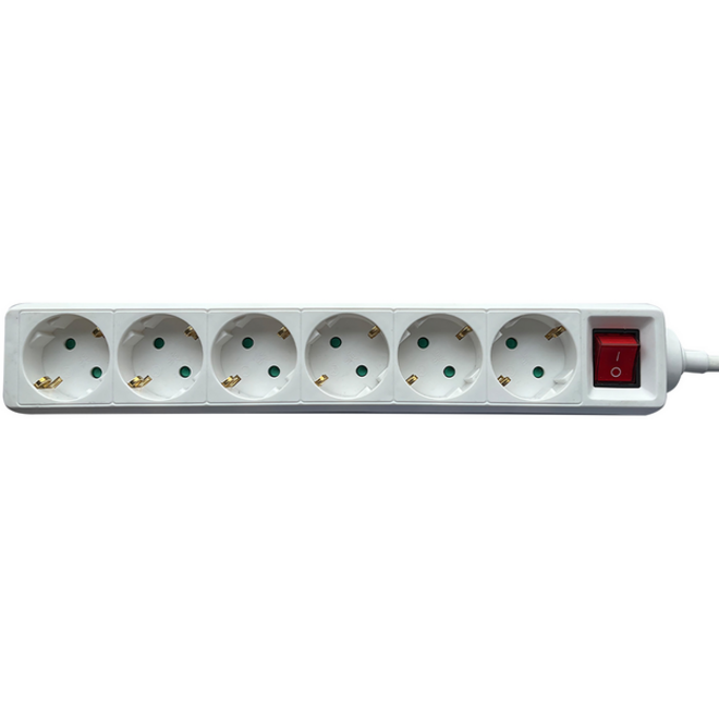 Stekkerdoos BRASQ 6 voudig 3 meter wit