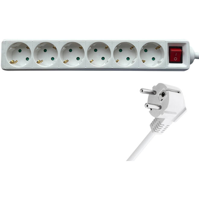 Stekkerdoos BRASQ 6 voudig 3 meter wit