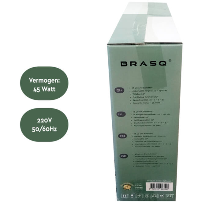 Statiefventilator BRASQ F300 Ø 40cm wit