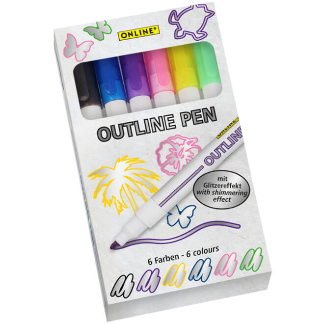 Viltstift Online Outline assorti doos à 6 stuks