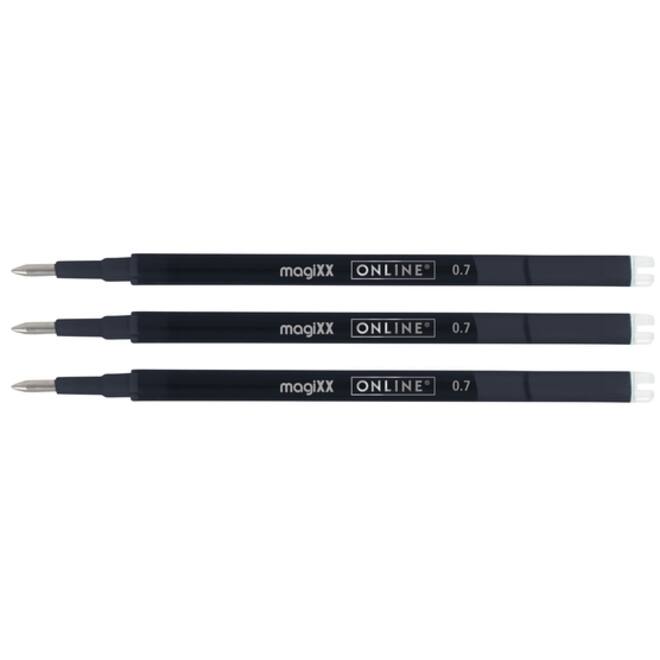 Gelschrijvervulling Online Magixx 0.7mm zwart blister à 3 stuks