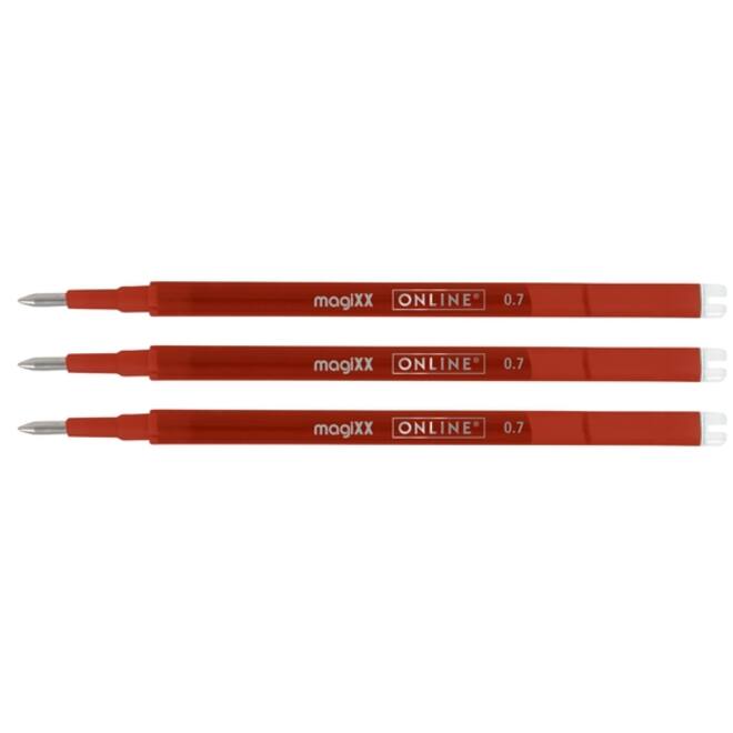 Gelschrijvervulling Online Magixx 0.7mm rood blister à 3 stuks