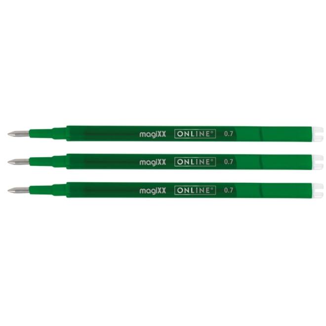 Gelschrijvervulling Online Magixx 0.7mm groen blister à 3 stuks
