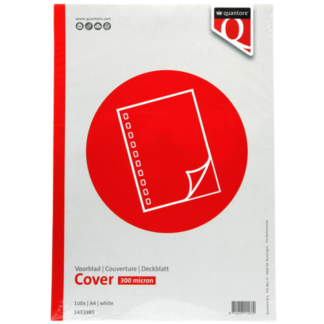Voorblad Quantore A4 PP 300 micron wit 100 stuks