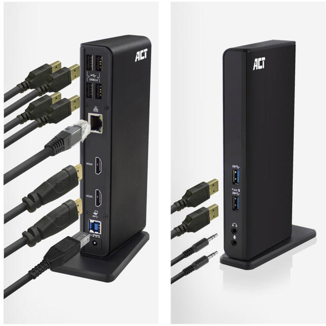 Dockingstation ACT USB-C Dual Monitor met laadpoort