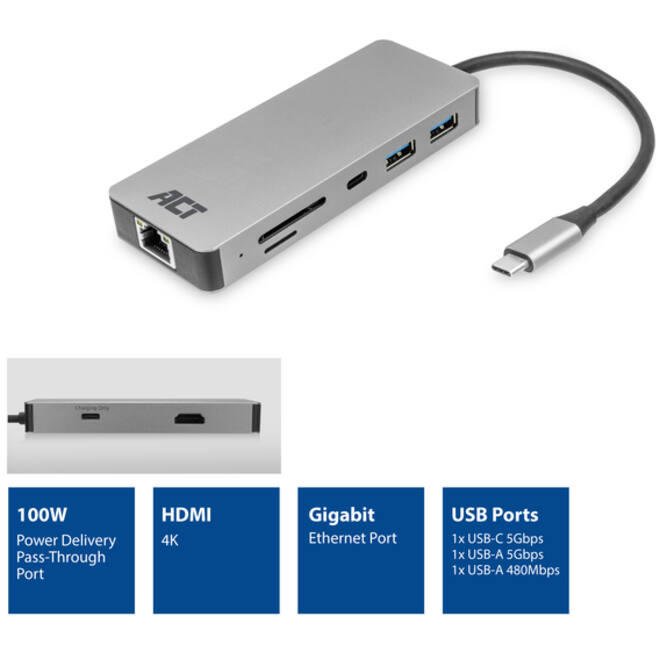 Dockingstation ACT USB-C 7-in-1