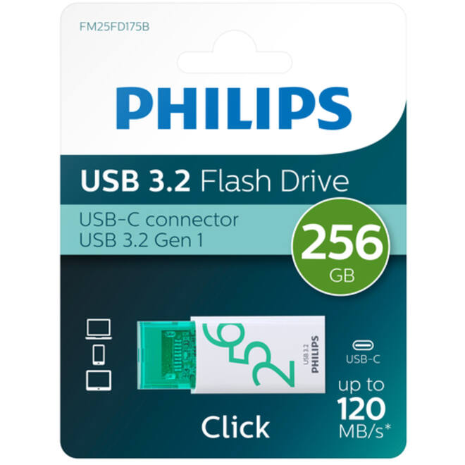 USB Stick Philips Click USB-C 256GB Spring Green