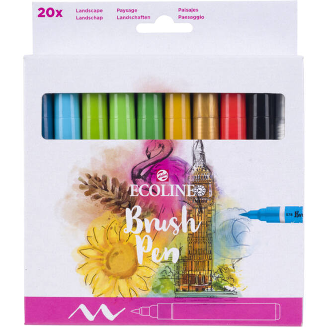 Brushpen Talens Ecoline landschap etui à 20 kleuren