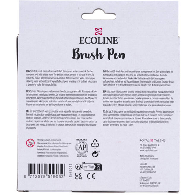 Brushpen Talens Ecoline landschap etui à 20 kleuren