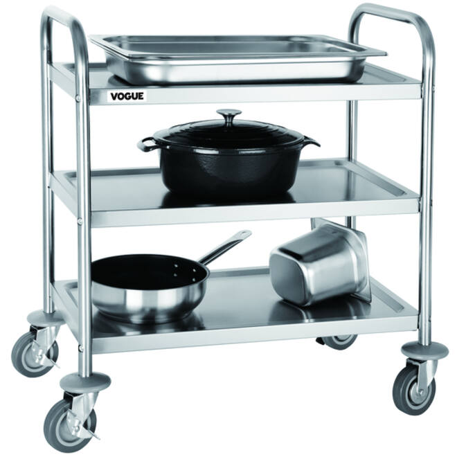 Serveerwagen Vogue met 3 plateaus 82.5x71 cm RVS