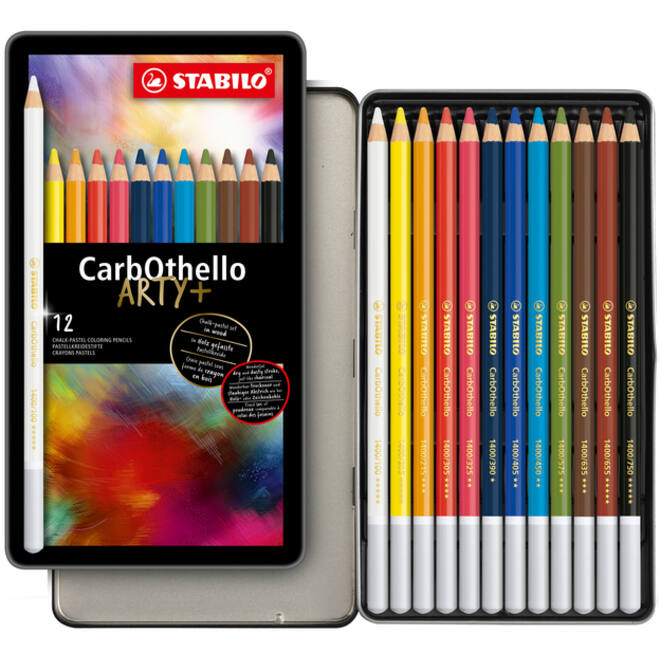 Kleurpotloden STABILO CarbOthello kalkpastel assorti blik à 12 stuks