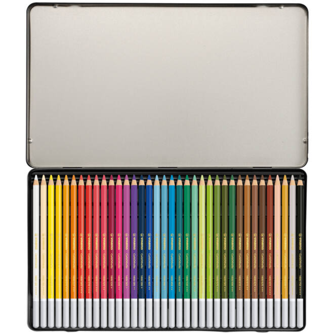 Kleurpotloden STABILO CarbOthello kalkpastel assorti blik à 36 stuks