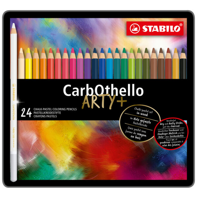 Kleurpotloden STABILO CarbOthello kalkpastel assorti blik à 24 stuks