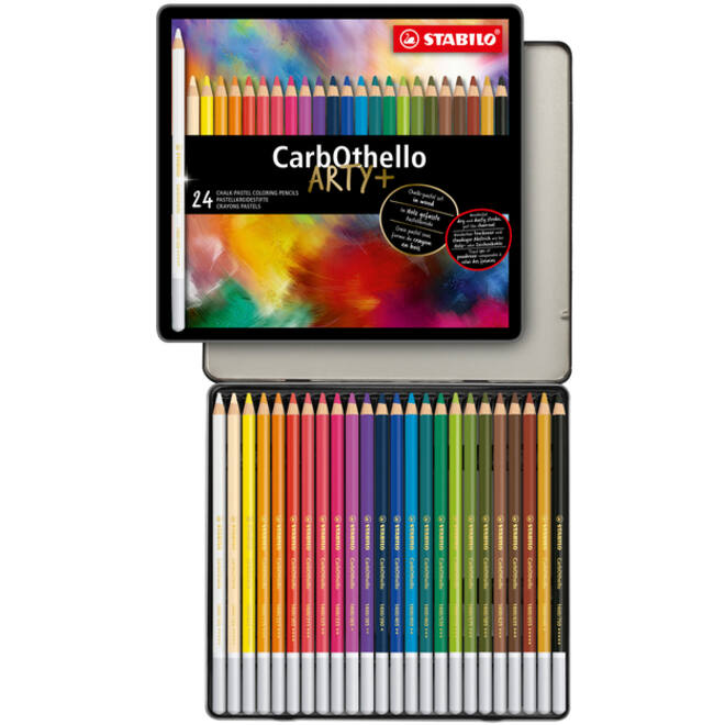 Kleurpotloden STABILO CarbOthello kalkpastel assorti blik à 24 stuks