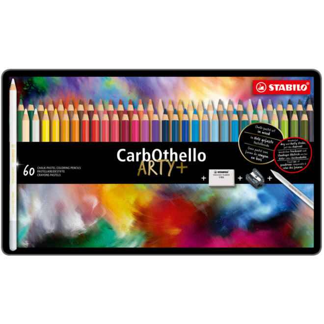 Kleurpotloden STABILO CarbOthello kalkpastel assorti blik à 60 stuks