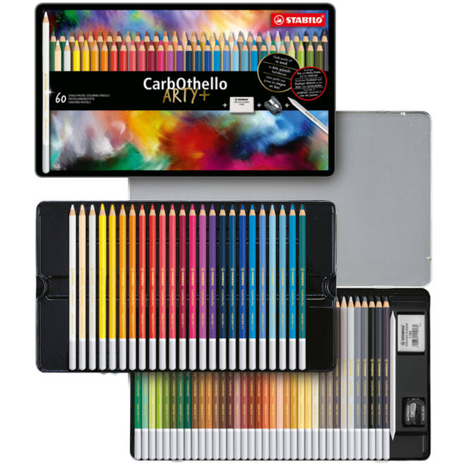 Kleurpotloden STABILO CarbOthello kalkpastel assorti blik à 60 stuks