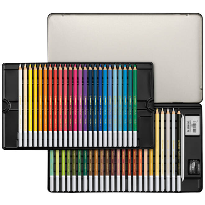 Kleurpotloden STABILO CarbOthello kalkpastel assorti blik à 48 stuks