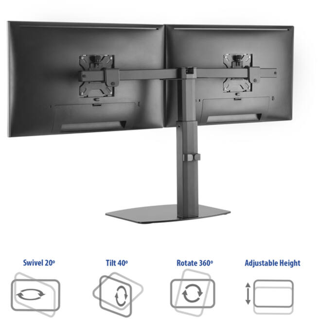 Monitorarm ACT office gasveer crossbar 2 schermen