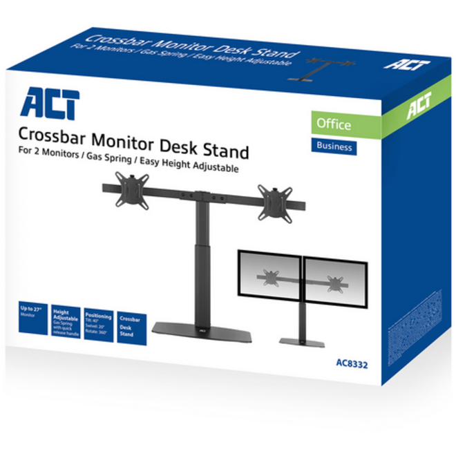 Monitorarm ACT office gasveer crossbar 2 schermen