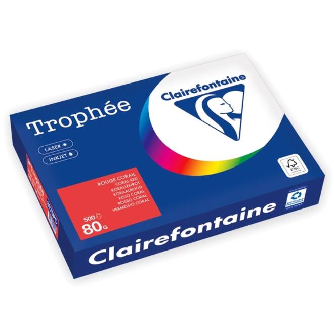 Kopieerpapier Trophée A4 80gr koraalrood 500vel