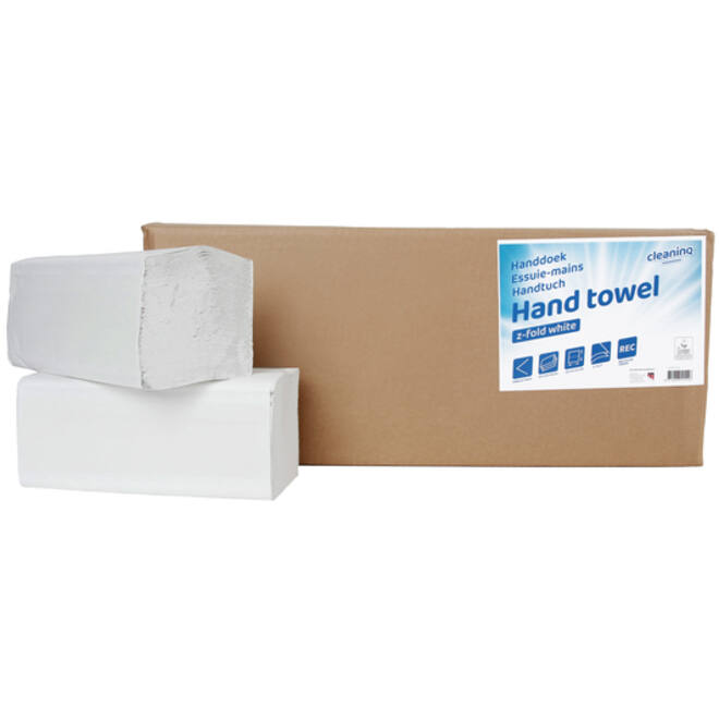 Handdoek Cleaninq Z-vouw 2-laags 225x220mm 20x200 wit