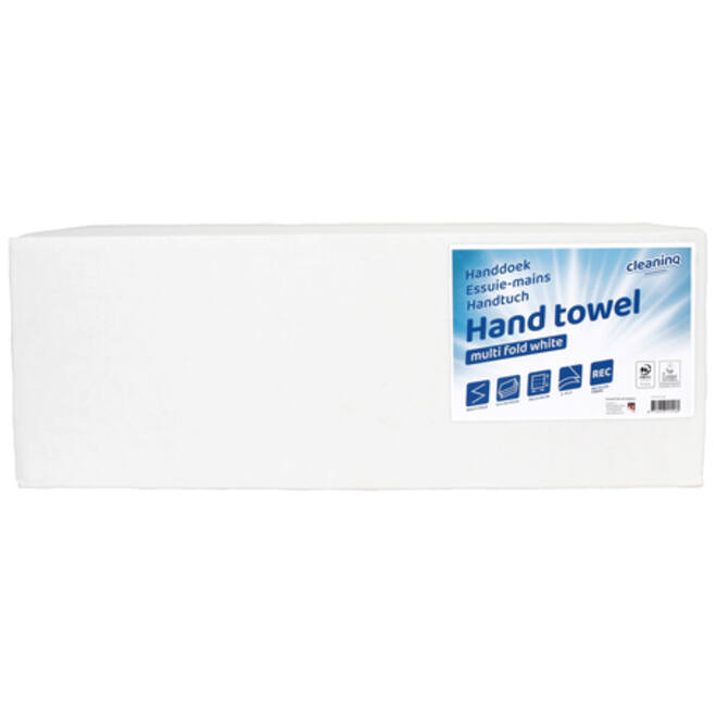 Handdoek Cleaninq I-vouw 2-laags 205x240mm 25x150st rc wit