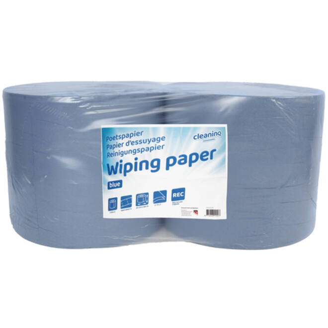 Poetspapier Cleaninq industrie 2-laags 26cmx380m blauw