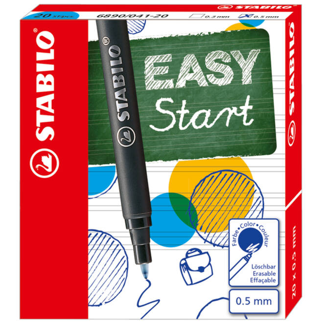 Rollerpenvulling STABILO Easyoriginal fijn blauw doosje à 20 stuks