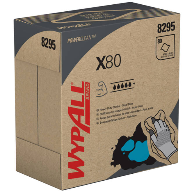 Poetsdoek WypAll X80 Powerclean 42,6x21,2cm 80vel pop-up blauw 8295