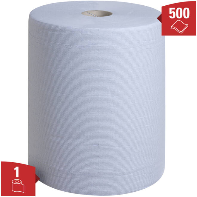 Poetsrol WypAll L20 2-laags 32,5cmx190m 500vel blauw 7301
