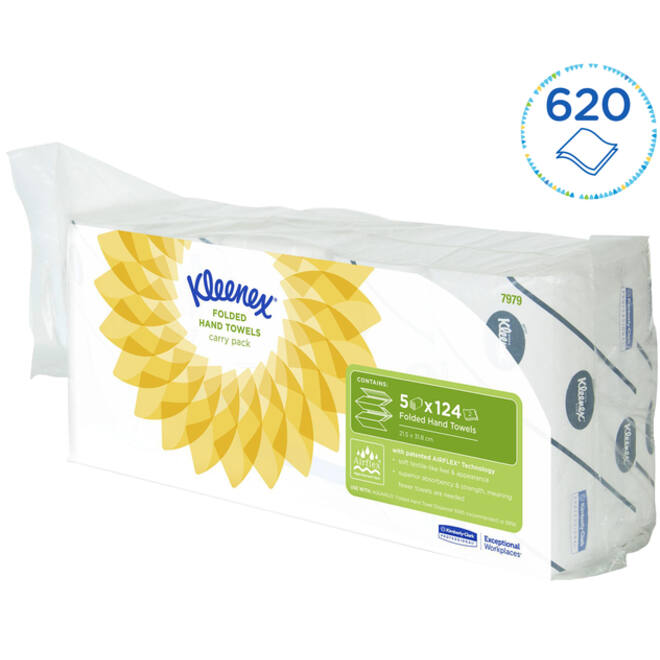 Handdoek Kleenex Ultra i-vouw 2-laags 21,5x31,5cm 5x124stuks 7979
