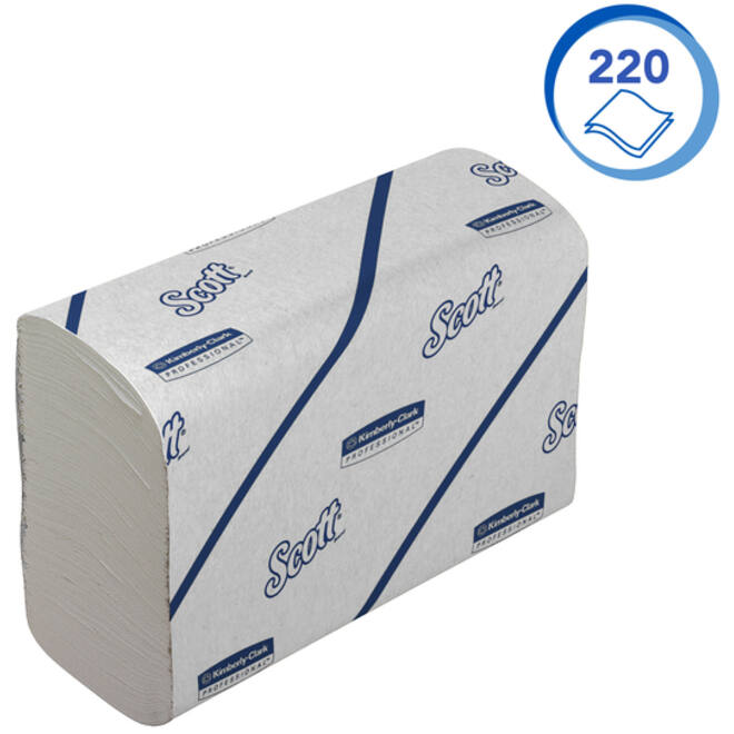 Handdoek Scott i-vouw 2-laags 21,2x18,6cm 16x220stuks wit 6609