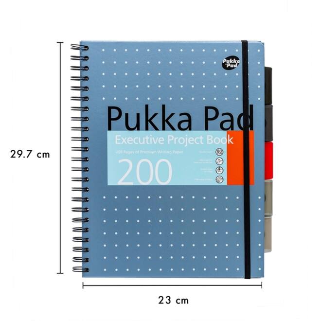 Projectboek Pukka Metallic Executive A4 lijn 5-tabs 4-gaats 200 pagina's 80gr assorti
