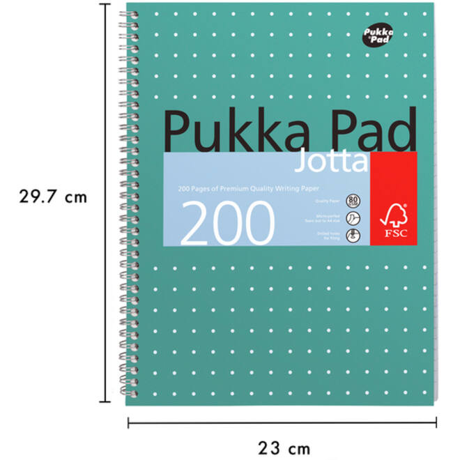 Collegeblok Pukka Jotta A4 lijn 4-gaats 200 pagina's 80gr groen
