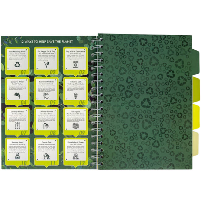 Projectboek Pukka Recycled B5 lijn 4-tabs 200 pagina's 80gr groen