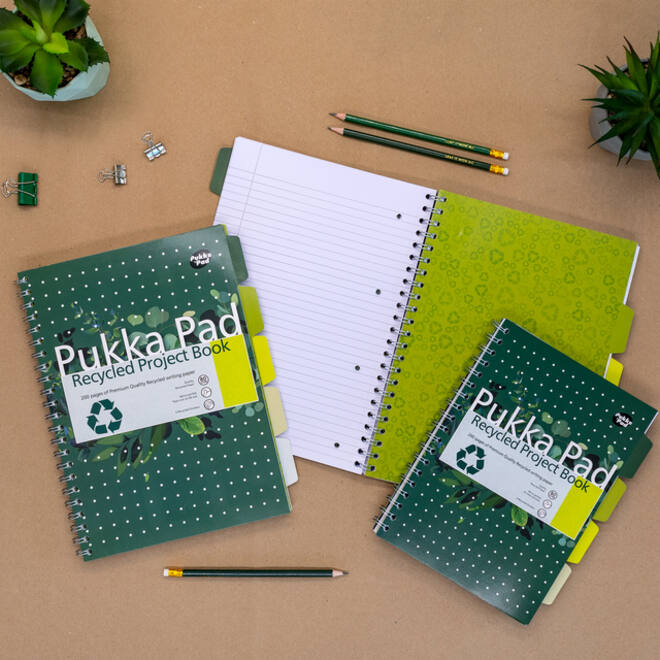 Projectboek Pukka Recycled B5 lijn 4-tabs 200 pagina's 80gr groen