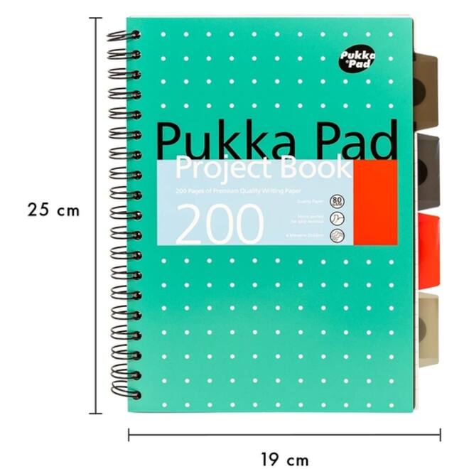 Projectboek Pukka Metallic B5 lijn 4-tabs 200 pagina's 80gr groen