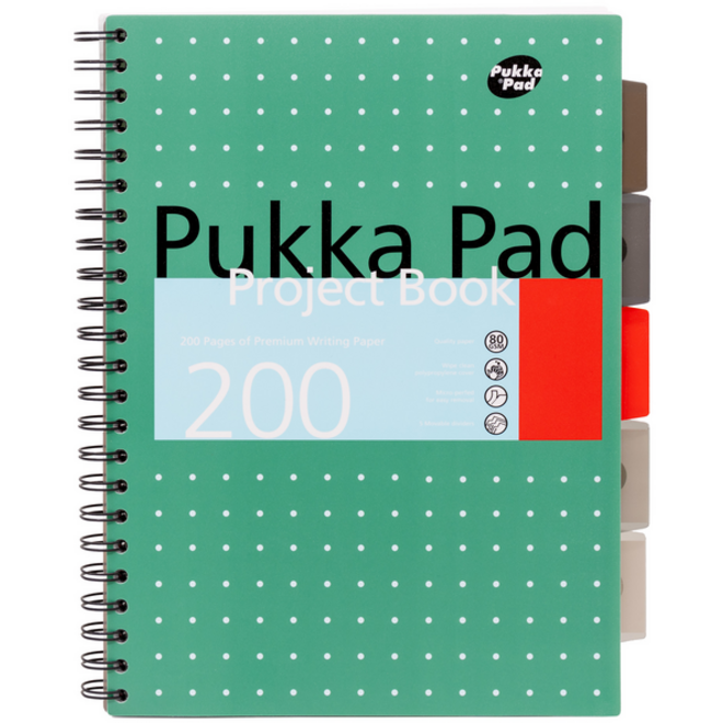Projectboek Pukka Metallic A4 lijn 5-tabs 200 pagina's 80gr groen