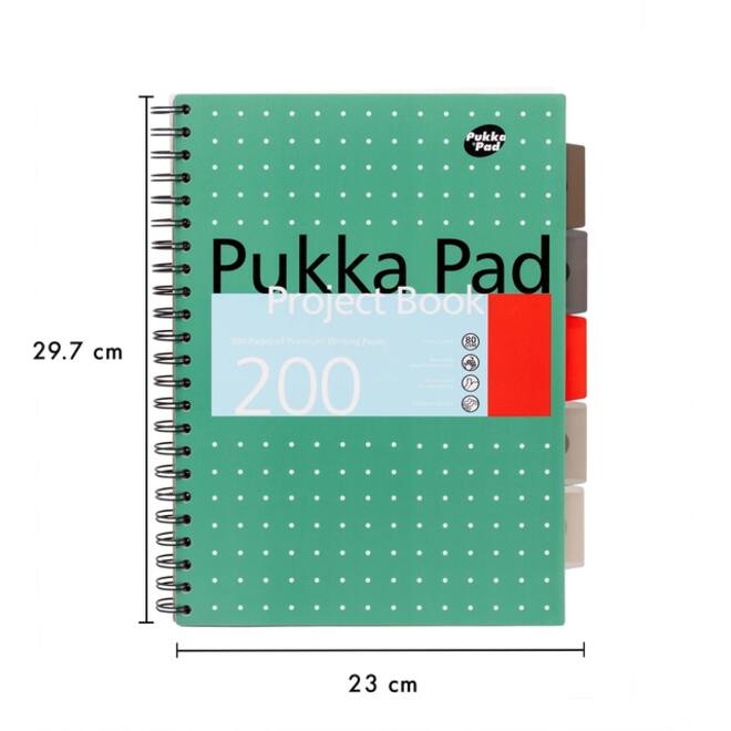 Projectboek Pukka Metallic A4 lijn 5-tabs 200 pagina's 80gr groen