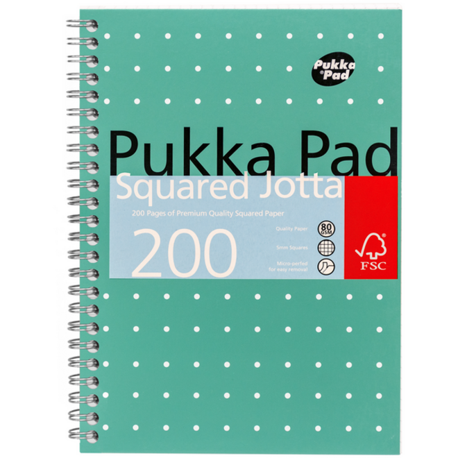 Notitieboek Pukka Jotta A5 ruit 5x5mm 200 pagina's 80gr groen