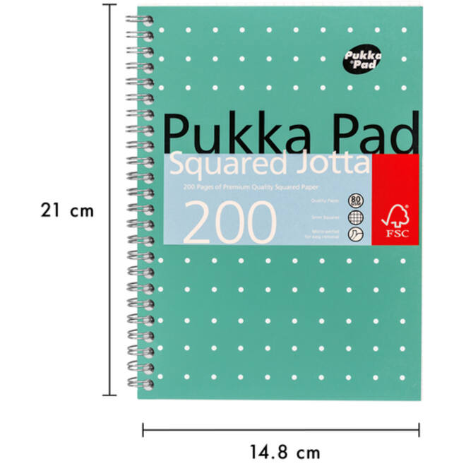 Notitieboek Pukka Jotta A5 ruit 5x5mm 200 pagina's 80gr groen