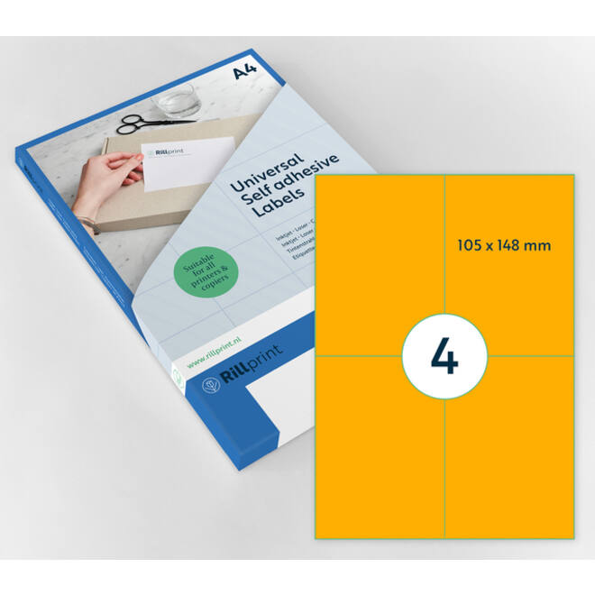 Etiket Rillprint 105x148mm fluororanje 400 etiketten