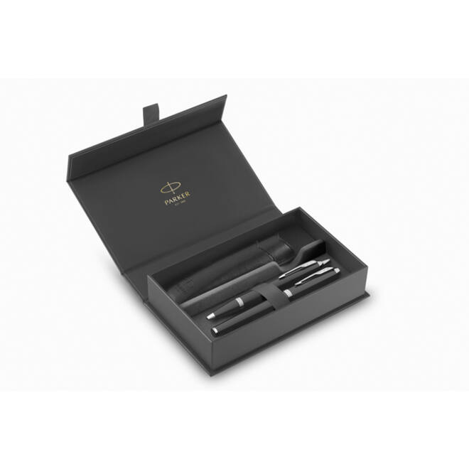 Balpen en vulpen Parker IM met etui black CT medium 3 stuks