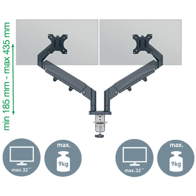Monitorarm Leitz Ergo ruimtebesparend dubbele monitorarm