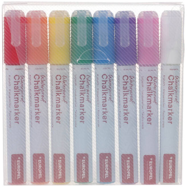 Krijtstift Europel watervast 3-6mm assorti etui 8 stuks