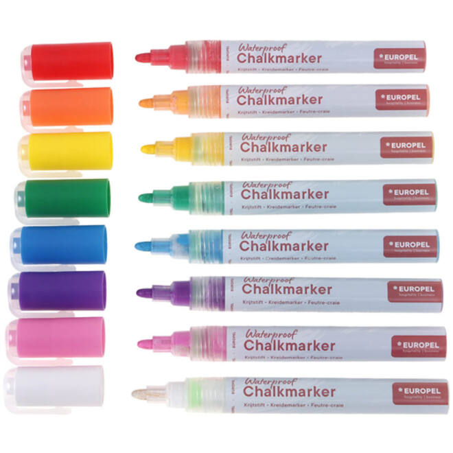 Krijtstift Europel watervast 3-6mm assorti etui 8 stuks