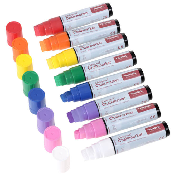 Krijtstift Europel watervast 15mm assorti etui 8 stuks