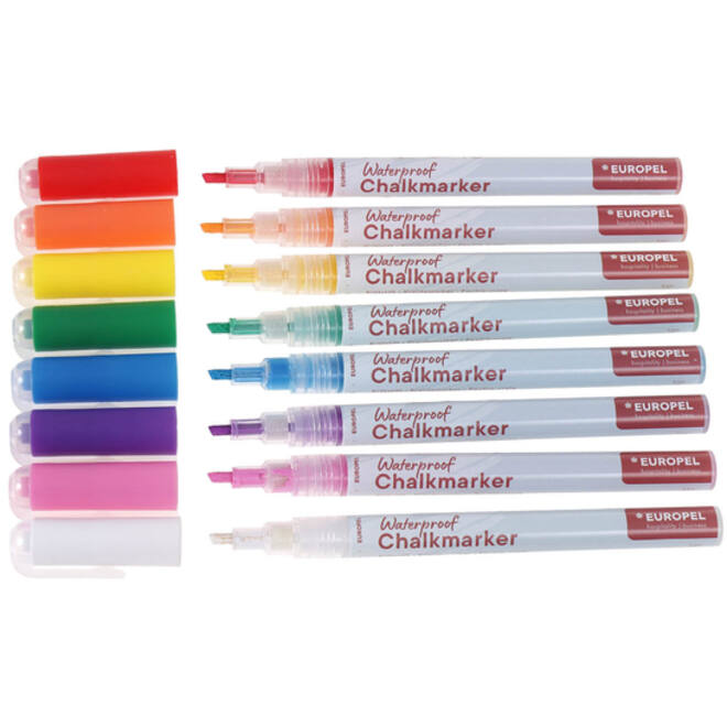 Krijtstift Europel watervast 1-3mm assorti etui 8 stuks