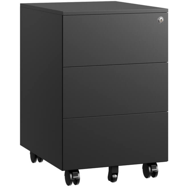 Ladeblok Euroseats 3 gelijke lade 50x39x60cm op wieltjes zwart
