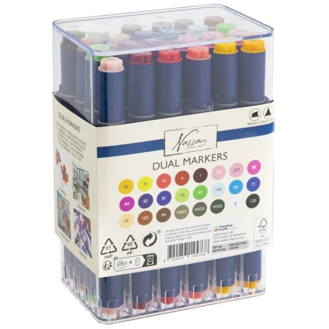 Alcoholmarkers Nassau Arts duopunt set à 24 kleuren